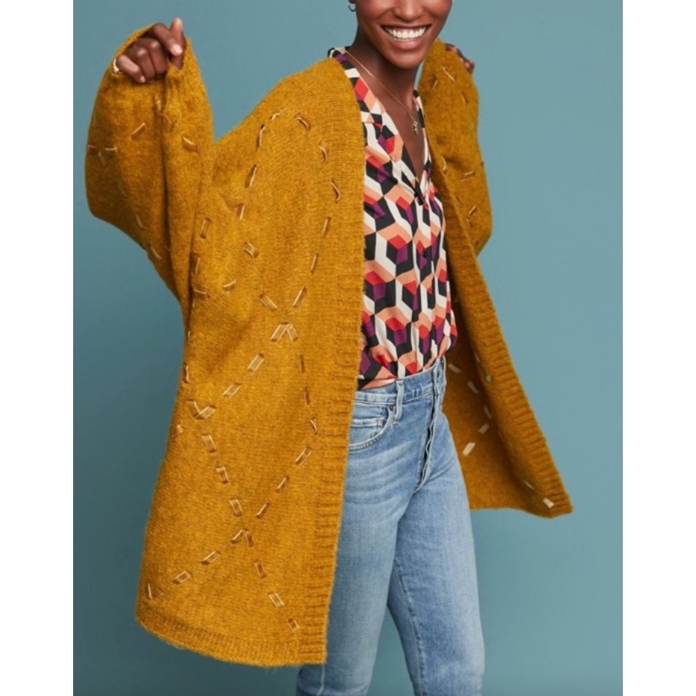 AKEMI + KIN x ANTHROPOLOGIE Janet Ribbon Chunky Oversized Cardigan Sweater